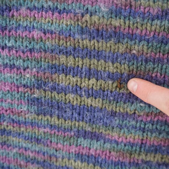 Handmade Pink Purple Wool Blend Knit Quarter Zip Sweater L - Picture 12 of 12